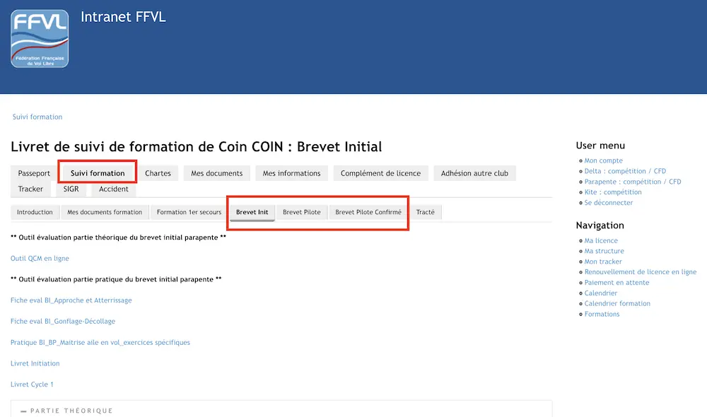 brevet suivi formation ffvl